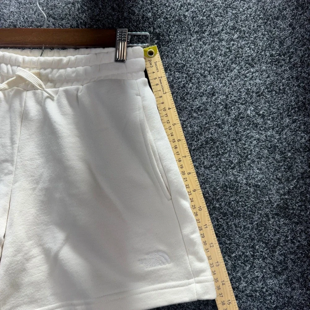 The North Face Womens‎ XS Cream Fleece Sweat Shorts Drawstring Off White Logo